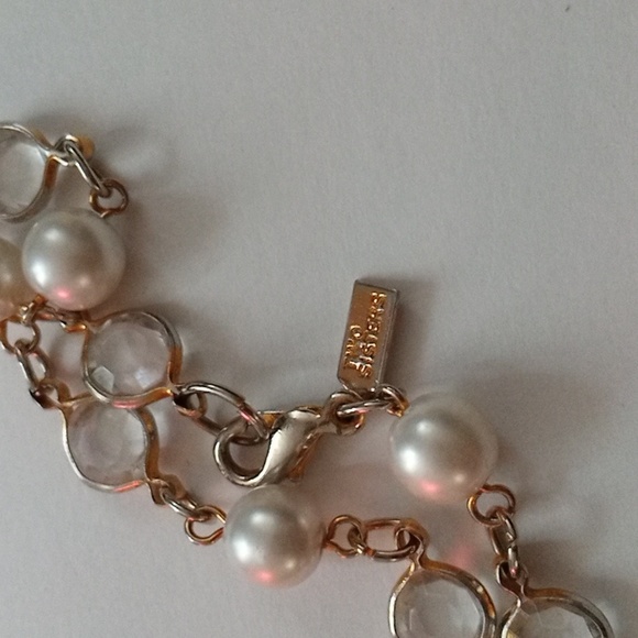 Vintage Two Sisters Crystal And Pearl Bracelet - Picture 2 of 4